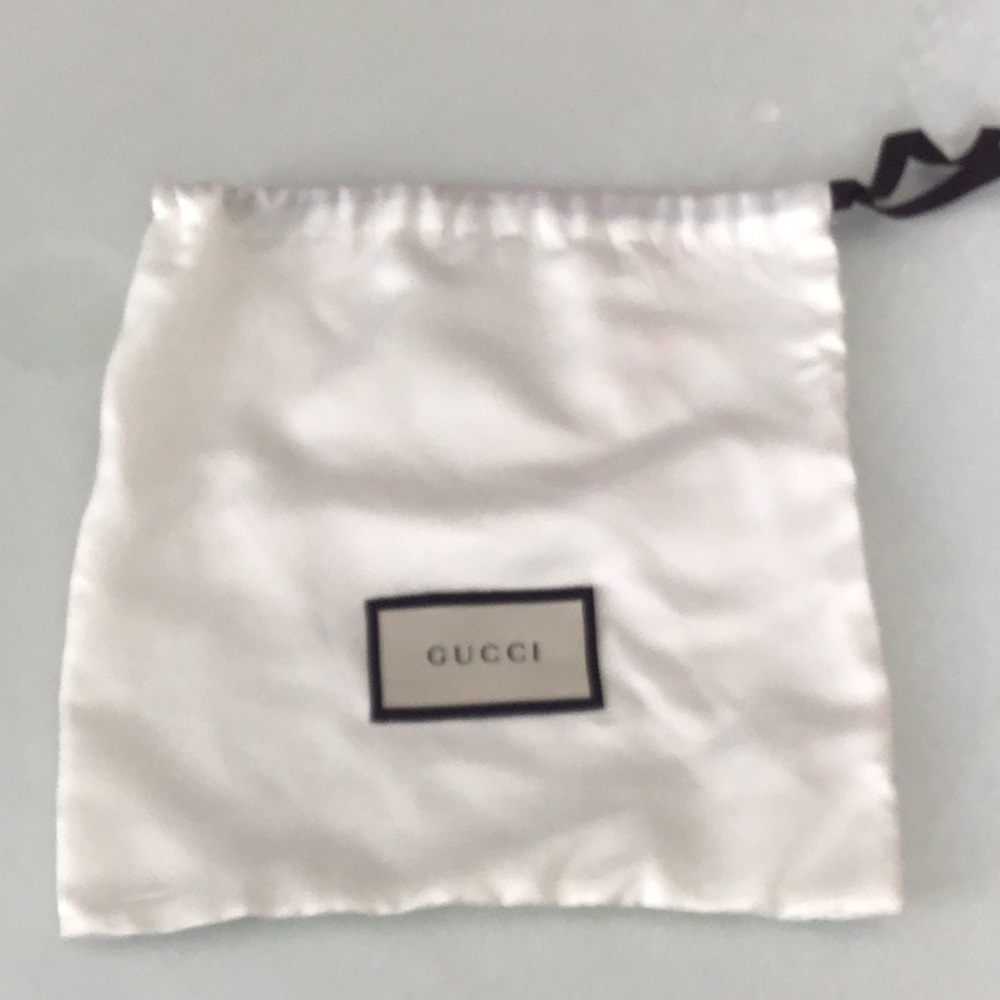 Gucci White Satin Dust Bag with Black Logo